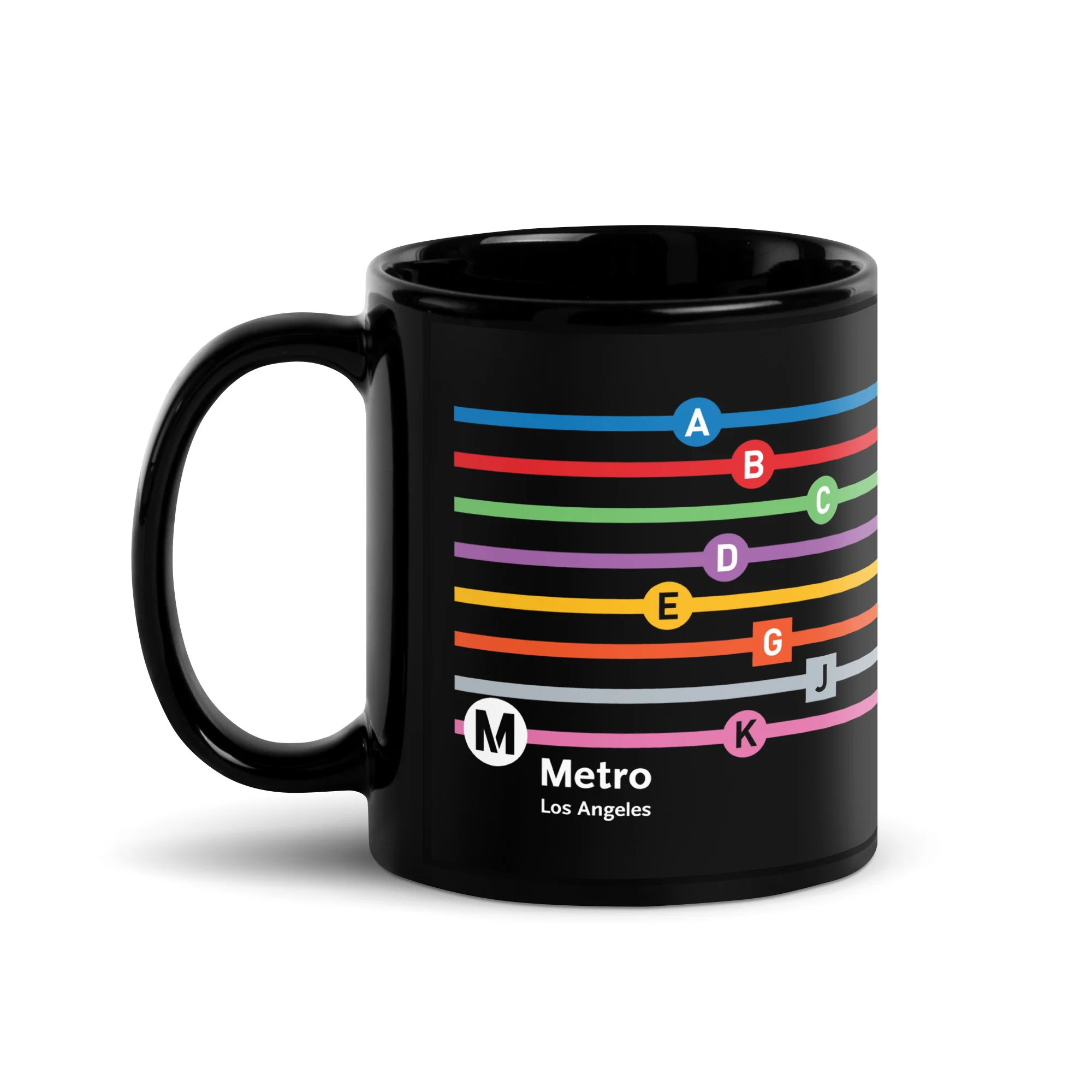Line Letters Black Glossy Mug