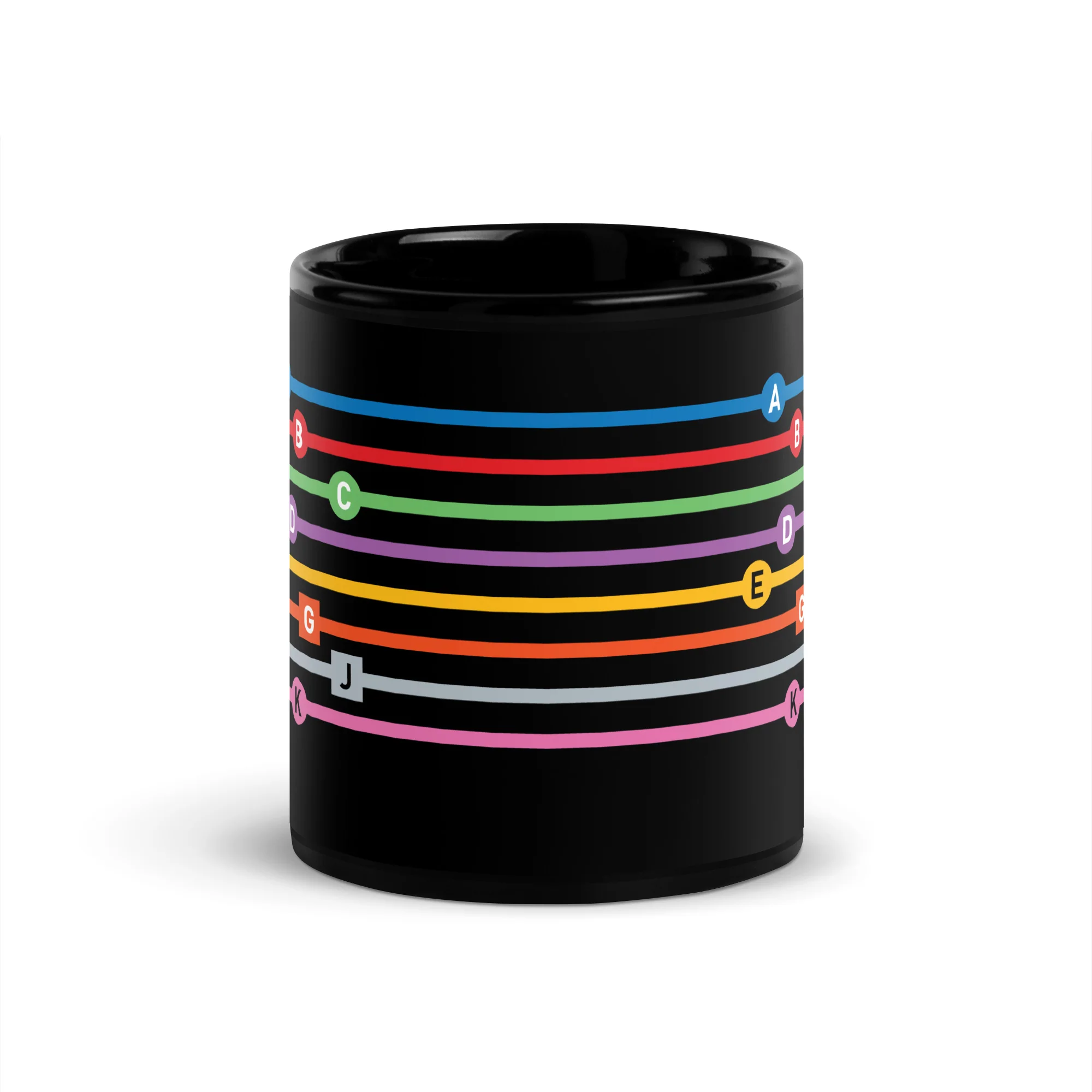 Line Letters Black Glossy Mug