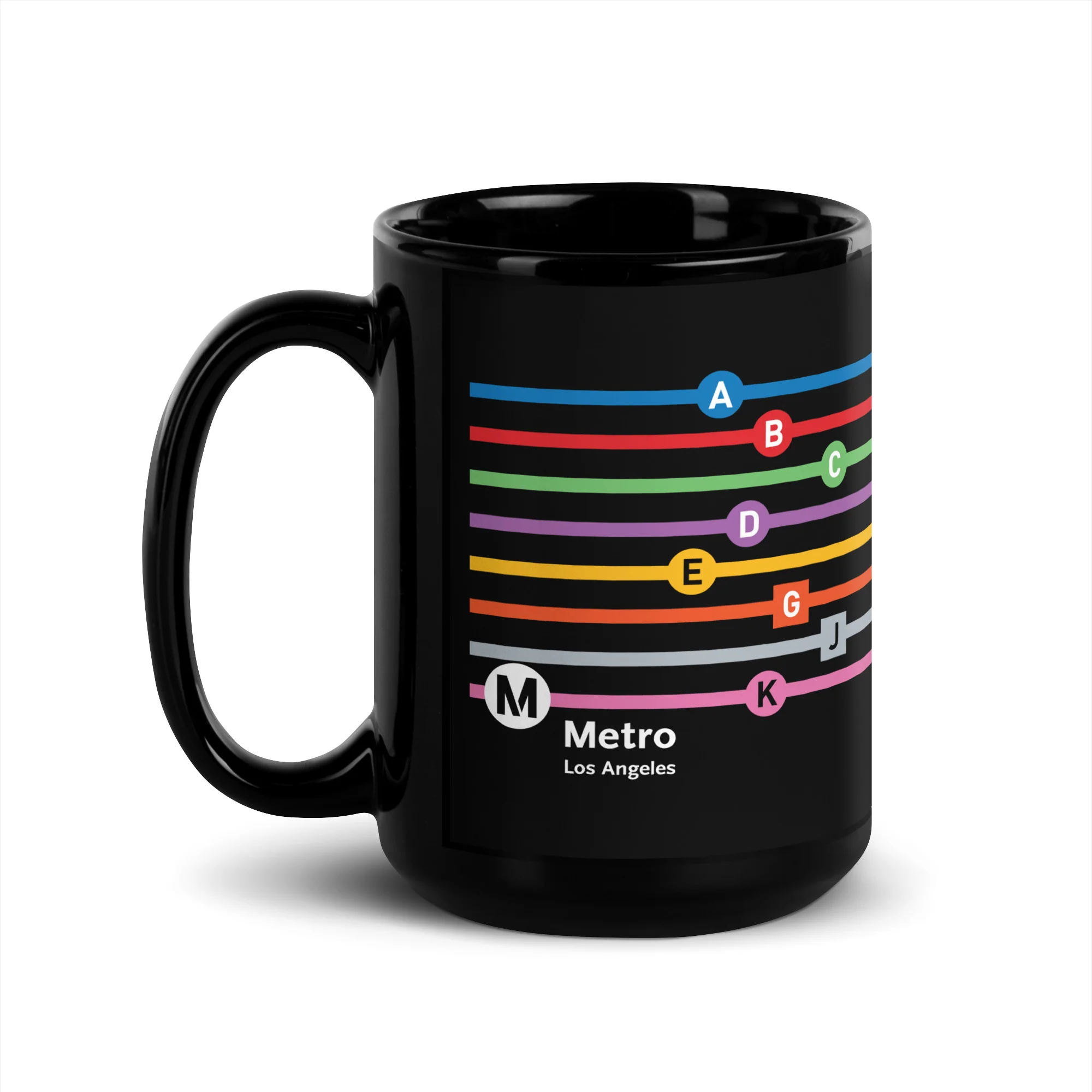 Line Letters Black Glossy Mug