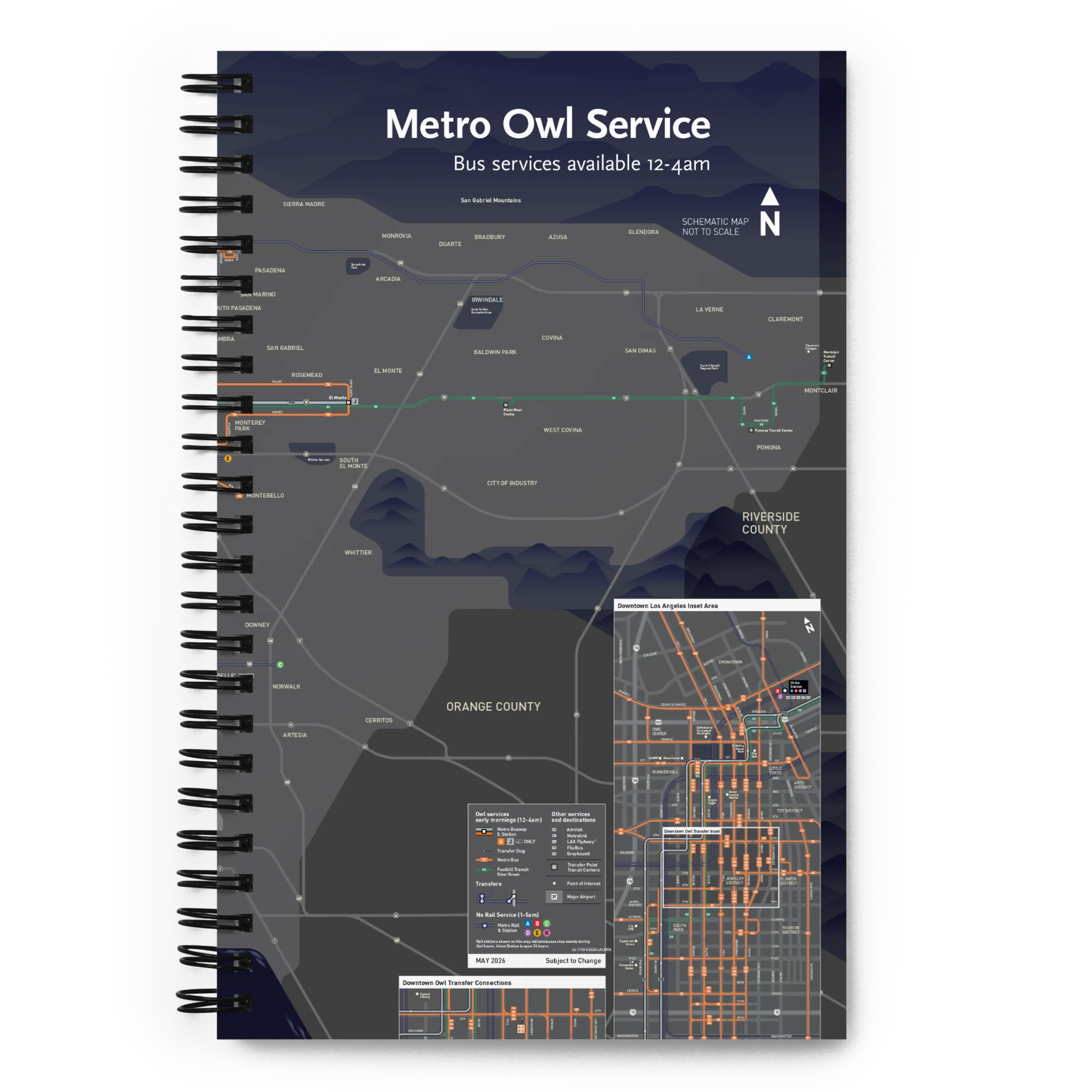Los Angeles Metro Night Owl Map Notebook