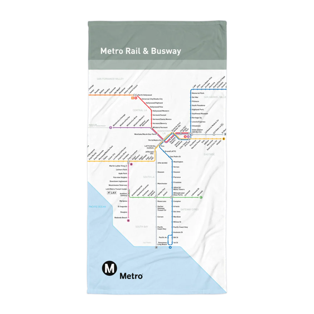 Los Angeles Metro Transit Map Towel