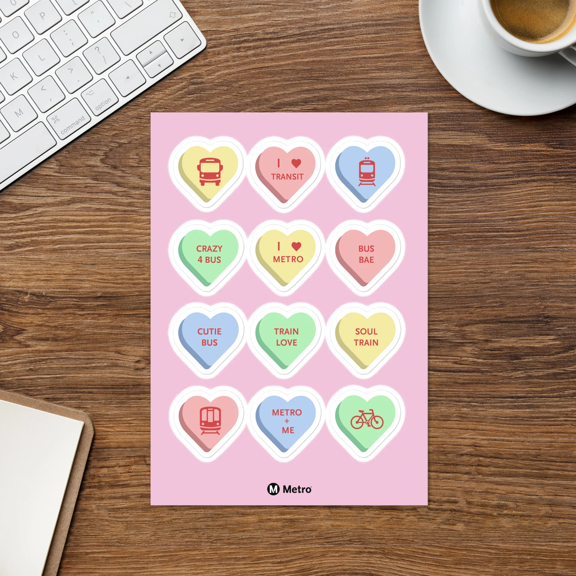 Multimodal Transit Hearts Sticker Sheet