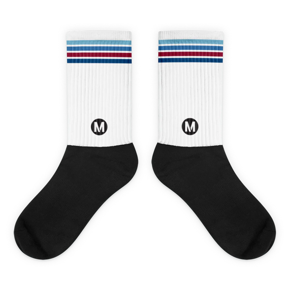 Retro Blue Line Crew Socks