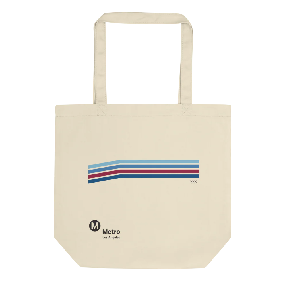 Retro Blue Line Cotton Tote Bag